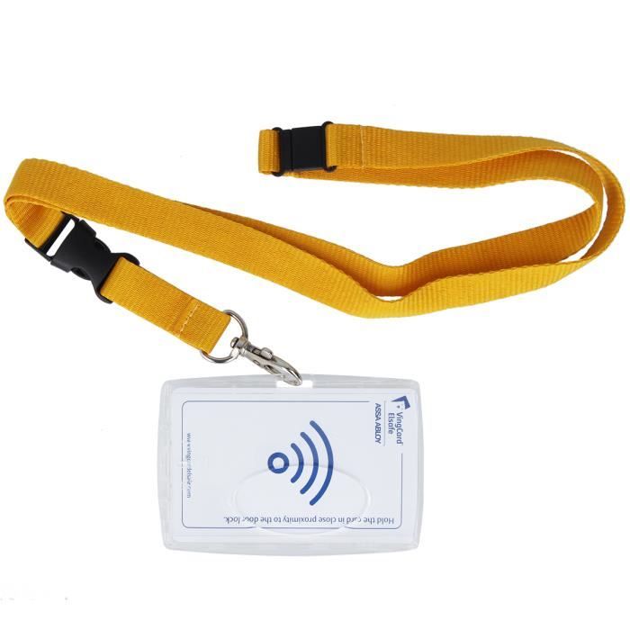 Porte-badge couleur motif moutarde Color Pop - PVC - cordon de sécurité avec détache-rapide - France