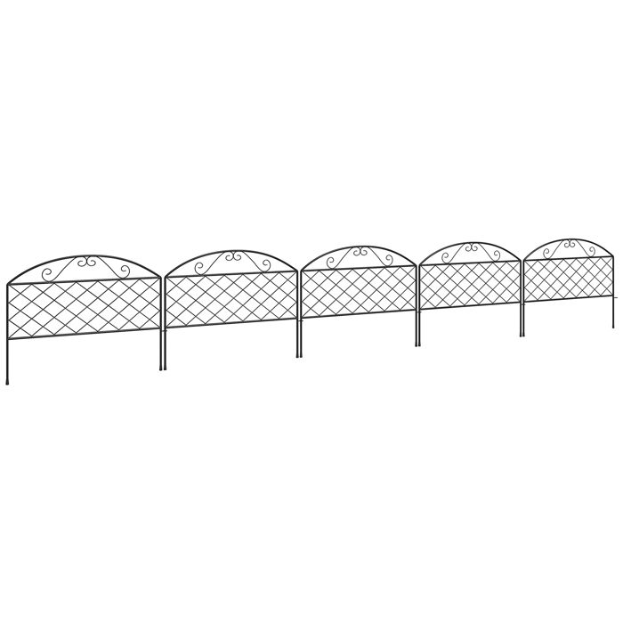 Outsunny - Clôture de jardin - Métal - 305x43cm - Noir