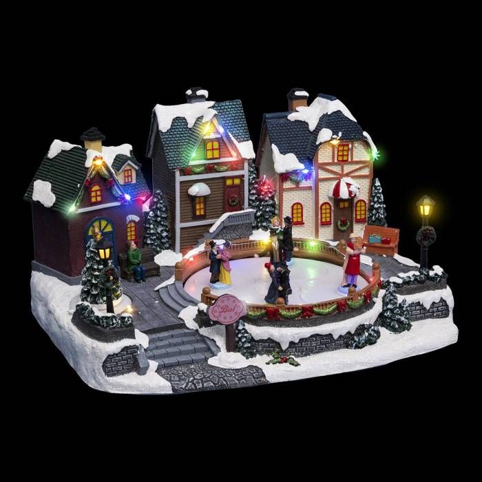 Village de Noël - Feeric lights - Bal animé musical - 23 LED - 38cm - Multicolore
