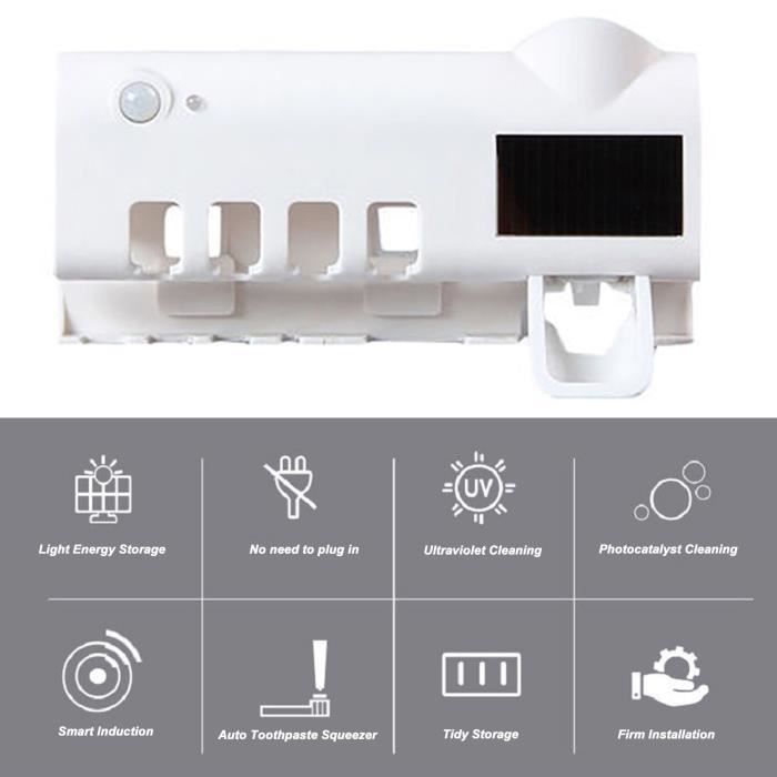 Sanitizer Brosse à Dents UV - Support Mural Avec 2 Fentes Pour Pinceaux