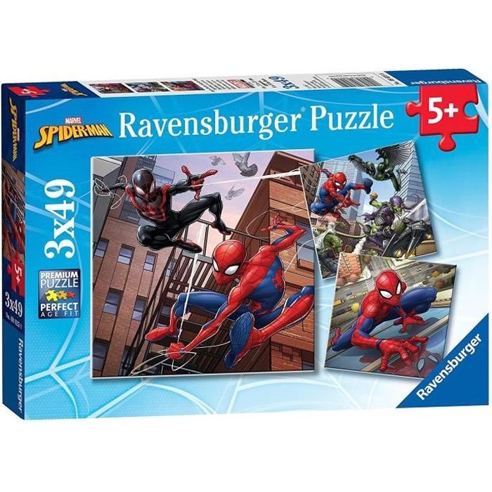 Puzzle 3 x 49 pièces : Spiderman en action Ravensburger France - vue 3