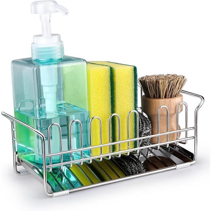 Porte Eponge Evier Cuisine,Rangement Evier Pose Range Eponge Organiseur Pour Aà Poser Acier