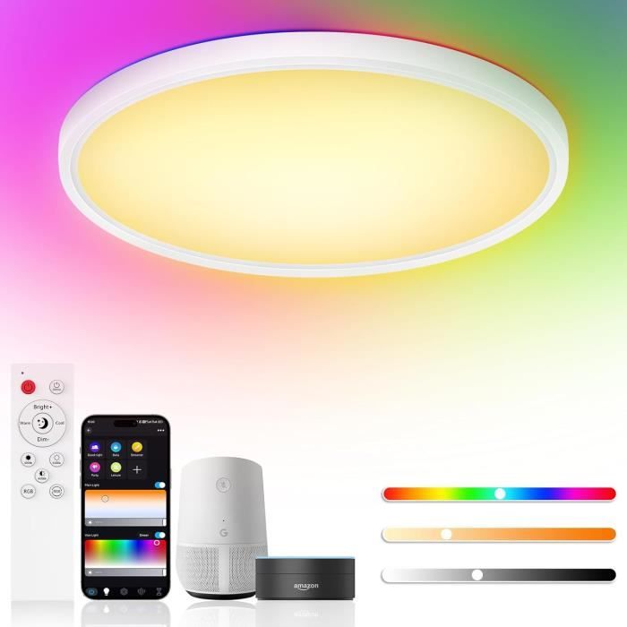 Govee Plafonnier LED RGBIC Smart 38 Cm 4300lm - Luminaire Dimmable Matter Alexa Google Home - Salon Chambre Cuisine