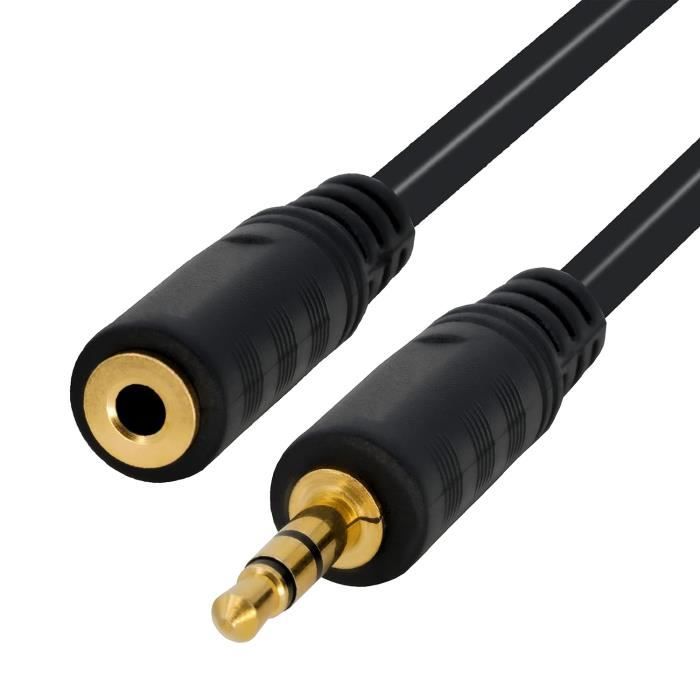 Câble Rallonge Audio Goobay 62477 - Jack 3.5mm 4 Pôles Stéréo - 1m - Pour Casque, Haut-Parleur