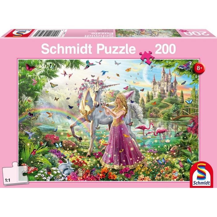 Puzzle 150 pièces : Princesse avec licorne et château - Schmidt - Rue des  Puzzles
