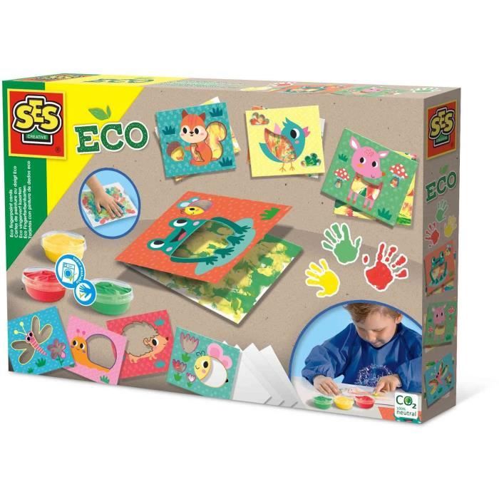 Cartes de peinture au doigt Eco SES CREATIVE Exprime toi avec la peinture au doigt et des feuilles de papier.