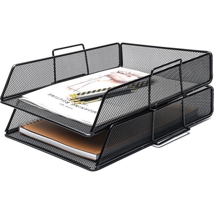 SANRUI Lot De 4 Corbeilles à Courrier Empilables Acrylique Transparent – Bureau, Maison, École, 31 X 22 X 7 Cm, 5 Mm Épais