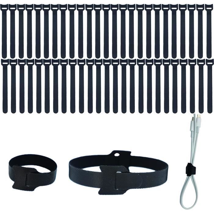 Attaches Câbles Adhésives Auto-agrippantes – Gestion Câbles Bureau, TV, Rangement Sans Résidu – Nylon Réutilisable