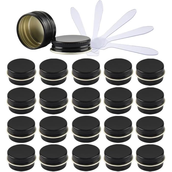 Lot De 24 Boîtes à Bougies En Métal Noir 240ml - Bocaux Ronds Avec Couvercle Pour Fabrication Artisanale Et Rangement