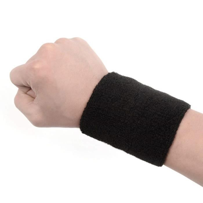 2x Bandeau serre poignet bracelet bande sudation eponge protection Tennis  Sport Jogging Gym noir - Cdiscount Sport