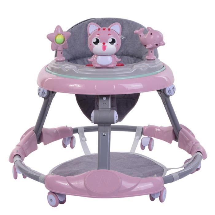 Trotteur Bebe Chaton Rose Pliante Reglable En Hauteur Avec Coussin De Pied Amovible Plateau De Musique Cdiscount Puericulture Eveil Bebe