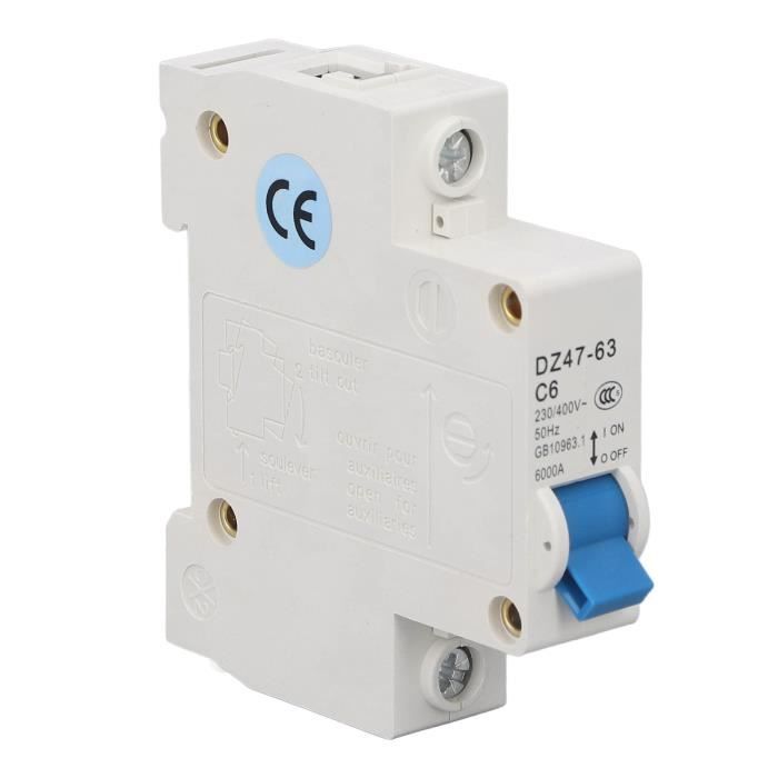 Disjoncteur 1P 63A Courbe C - Gris - Protection Contre Surcharge Et Court-circuit - Pour Tableau électrique Résidentiel Ou Commercial - 14