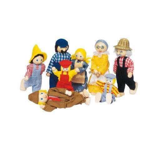 poupées de pliage - toys pure - famille paysanne - enfant - fille - bois et tissu