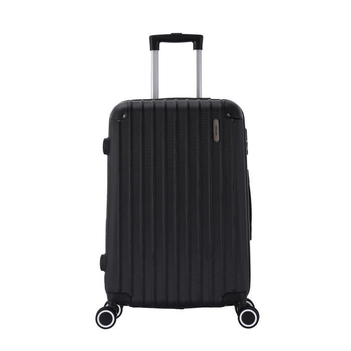 Noir Trolley ADC Valise Cabine 4 Roues 55cm ABS Corner 