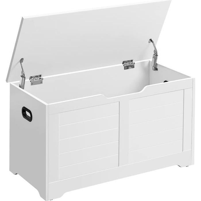 Meuble à chaussures - VASAGLE - Banc avec rangement et charnières de sécurité - Blanc
