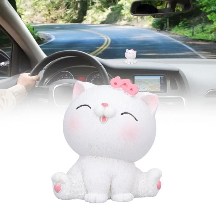 Figurine Chat Hocheur à Énergie Solaire – Décoration De Voiture Ou Maison – Porte-Bonheur Blanc 8,7 Cm