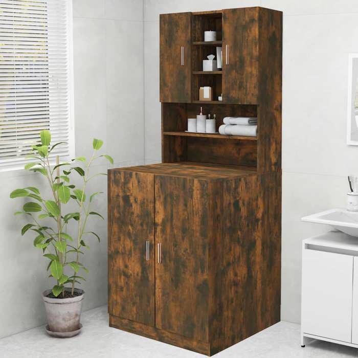 vidaXL Meuble pour machine à laver Chêne fumé 705x255x90 cm 815945