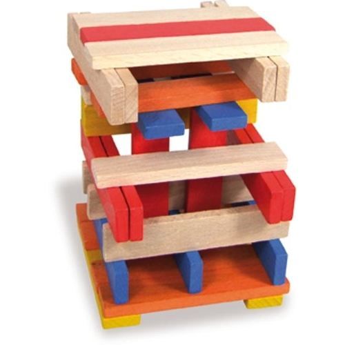 jeu de construction vilac batibloc color - 100 planchettes en bois massif colorées