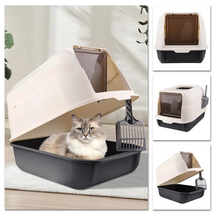 Comparer les prix de XUANYU Bac à litière avec Pelle - Coque inférieure Extra Haute Grand bac à litière XXL  Chats WC Cloche Toilette,Noir