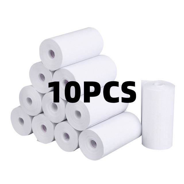 APPAREIL PHOTO NUMERIQUE COMPACT,WHITEPapier thermique blanc 57x25 MM, 10 rouleaux de papier