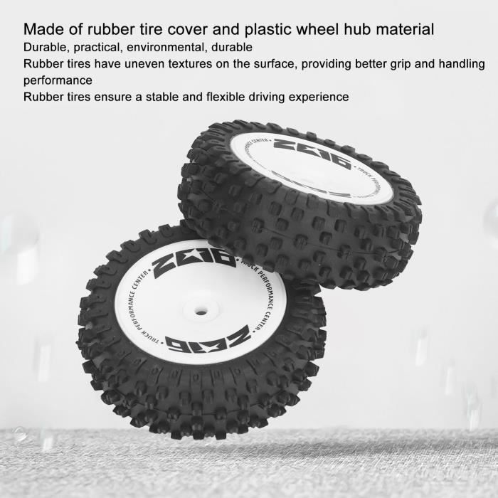 2 pneus RC Caoutchouc 82mm, Roues pour Voiture télécommandée, adhérence améliorée pour modèle 1/16