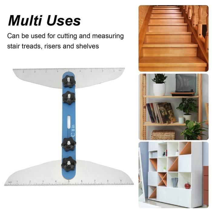 Outil Mesure Escalier En Aluminium - Gabarit Réglable 27,9 à 152,4 Cm - Précision Pro Pour Marches Et Étagères