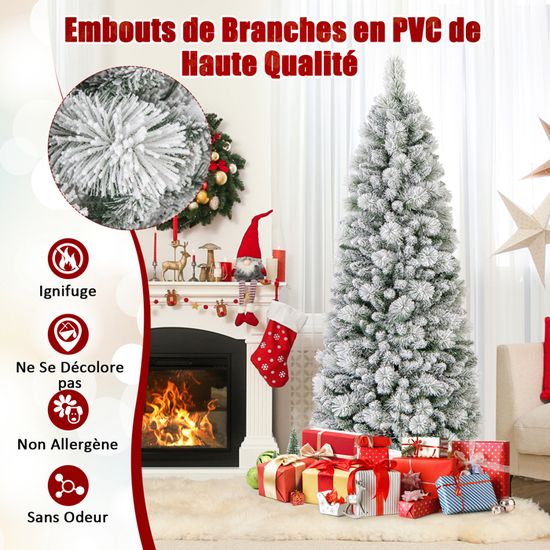 Sapin De Noël Artificiel 150 Cm Avec Neige Et Lumières LED - 329 Branches, 180 LEDs Blanc Chaud, 8 Modes, Montage Facile - 5