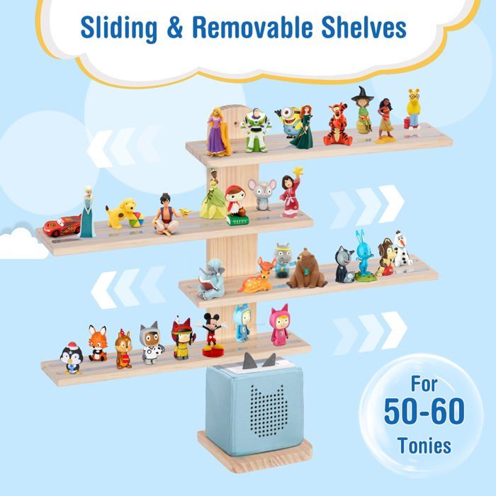 Étagère Magnétique Todeco Pour Toniebox Et Tonies - Jusqu'à 50-60 Figurines - Murale