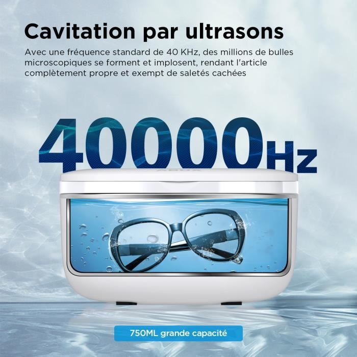 Nettoyeur à ultrasons Nettoyeur de lunettes à ultrasons 1,2 L 70 W 40 kHz