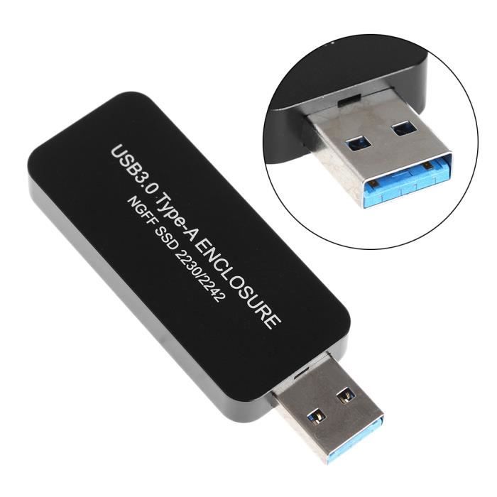 Boîtier Aluminium M.2 SSD vers USB 3.0 (5Gbps) avec UASP - Noir - M.2 NGFF  SATA avec Clé B & Clé B+M - Boîtier Externe M.2 Portable - Non Compatible