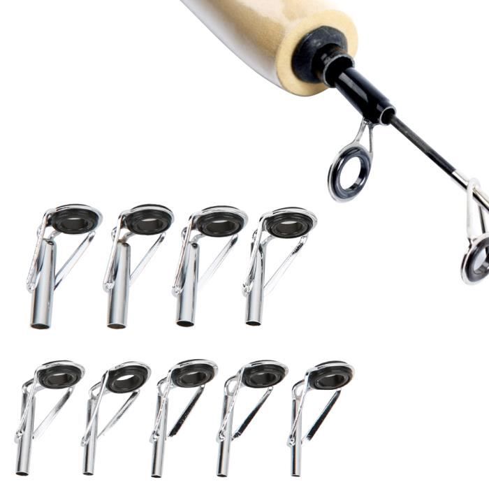 40 Anneaux Guides Canne à Pêche En Céramique – 10 Tailles (4,8 à 29,9 Mm) – Noir