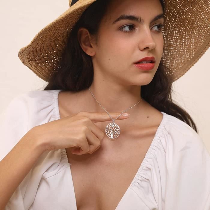 Collier Arbre De Vie Personnalisé - Gravez Jusqu'à 6 Prénoms - Acier Inoxydable - Cadeau émouvant Pour Famille, Couple Ou Amis