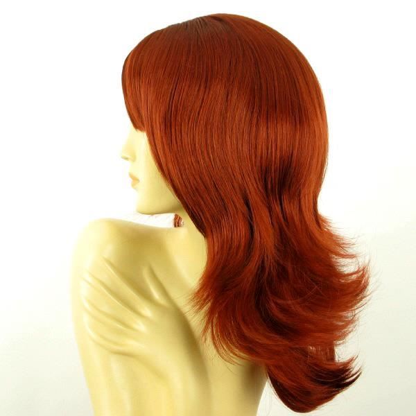 Perruque Synthétique Mi-longue Roux Cuivré Intense ABBY 350 - Bonnet Moyen, Made In France
