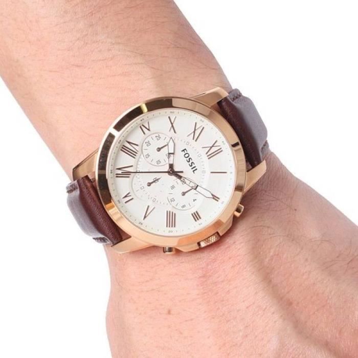 Montre Fossil Homme Grant FS4991 Montre bracelet Cuir marron