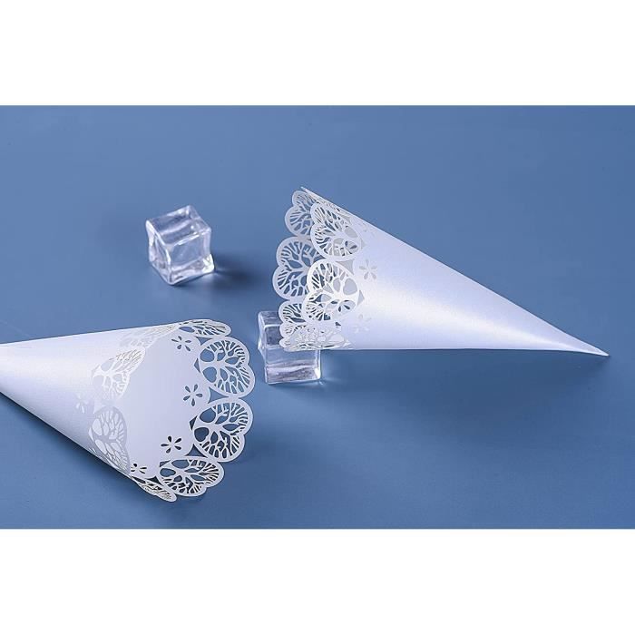 CHIKIXSON Cônes confettis Mariage, cônes en Papier Kraft, Ensemble de