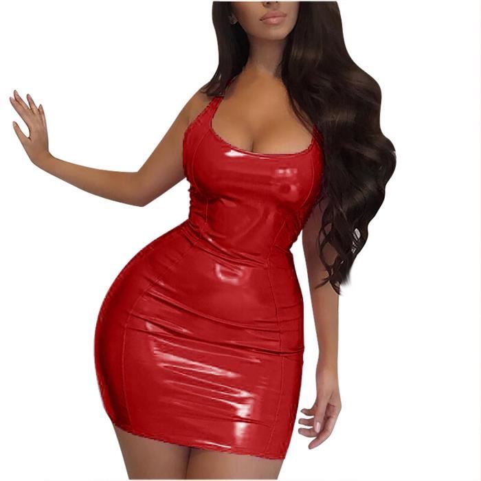 Robe rouge clearance simili cuir