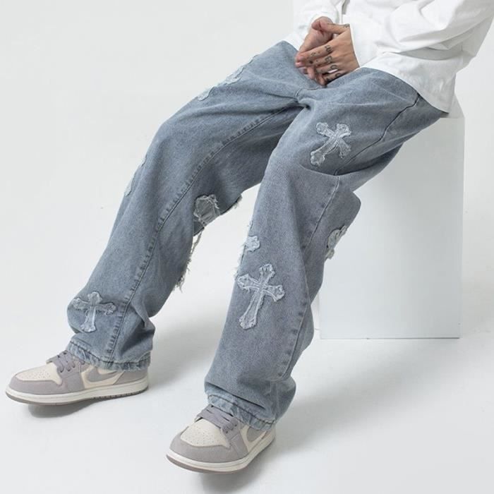 Jeune Hommes Streetwear Baggy Jeans Pantalons Hip Hop Jeans amples