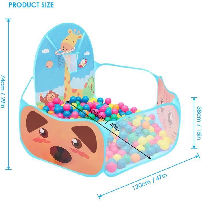 Piscine à Balles Tente Rabattable de Jeu Boule Piscine Portable Pliant Bande Dessinée avec Sac de Rangement pour Enfants Tout-Petits Intérieur en