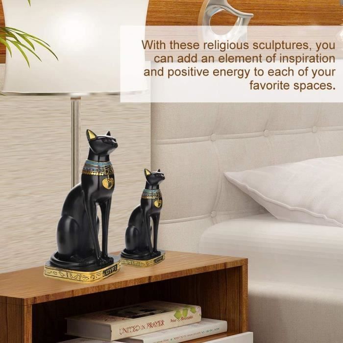Statue de déesse de chat égyptien, Bastet à collectionner avec résine en forme de chat égyptien pour décoration de maison (S