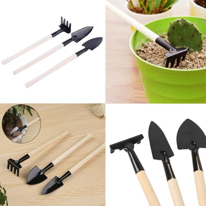Lot de 3 mini outils de jardinage à main - Petits outils légers en fer -  Râteau - Pelle 