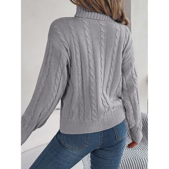 Pull Col Roulé Femme Tricoté Manches Longues Automne Hiver - Pullovers Chauds & Confortables Duvet Doux