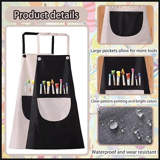Farmelov Tablier et toque personnalisés pour filles et garçons Tablier personnalisé avec poches Nom Logo pour enfants Cuisine Peinture