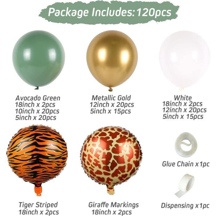 Kit Arche Ballon Jungle Tropical & Or 86 Ballons - Les Bambetises