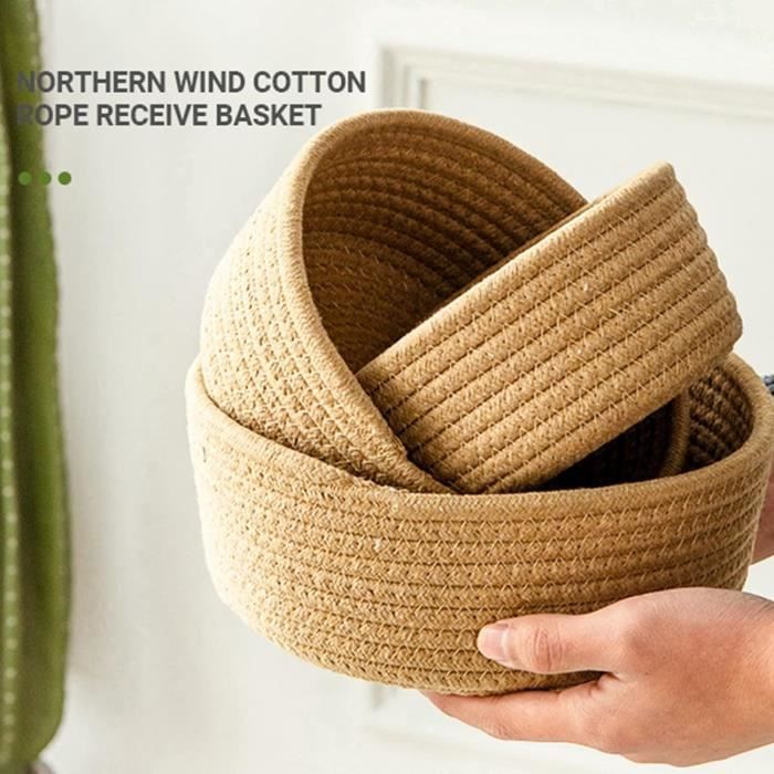 Petits paniers de rangement pliables en coton et lin colorés à motifs