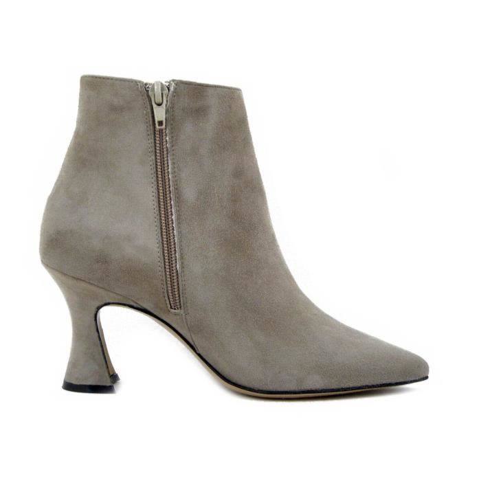 Bottine Femme OSVALDO PERICOLI Daim Beige Talon Bobine 7cm