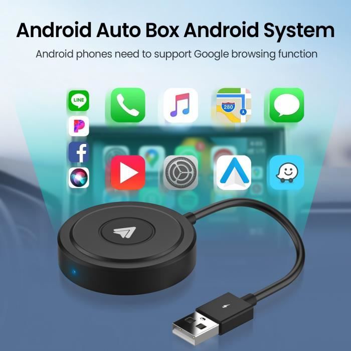 Android auto sans fil Adaptateur de voiture Android Auto Box filaire vers sans  fil pour Android Plug-and-play Wi-Fi Linux OTA - Cdiscount Auto