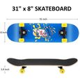 Skateboard Complet Planche à Roulettes en Bois, 31" Skate érable Canadien, Longboard pour Débutants Enfants et Adultes, Bleu-3