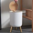 MéNage avec Couvercle Presse Salon Toilette Salle de Bain Cuisine Style Nordique Haut-Pied Imitation Grain de Bois Poubelle-3