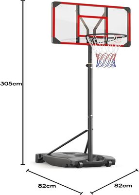 COSTWAY Panier De Basket Mobile – Hauteur Réglable 260-305 Cm, Base Remplissable 35 Kg, 2 Roues, Intérieur/extérieur