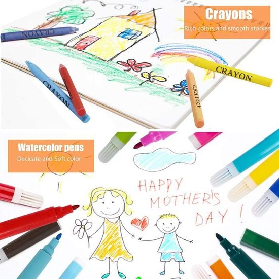 208 Sets de Dessin avec Chevalet,Coloriage kit dessin Enfant, Art Set,  Mallette de Coloriage(Rose) - Cdiscount Beaux-Arts et Loisirs créatifs